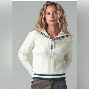 Zara Cable Knit Sweater with Sailor Style Collar, NWT, Size S, $28